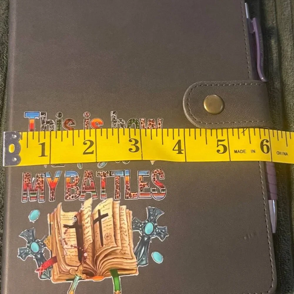 Brown Faith Journal Notebook with 'This Is How I Fight My Battles' Cover